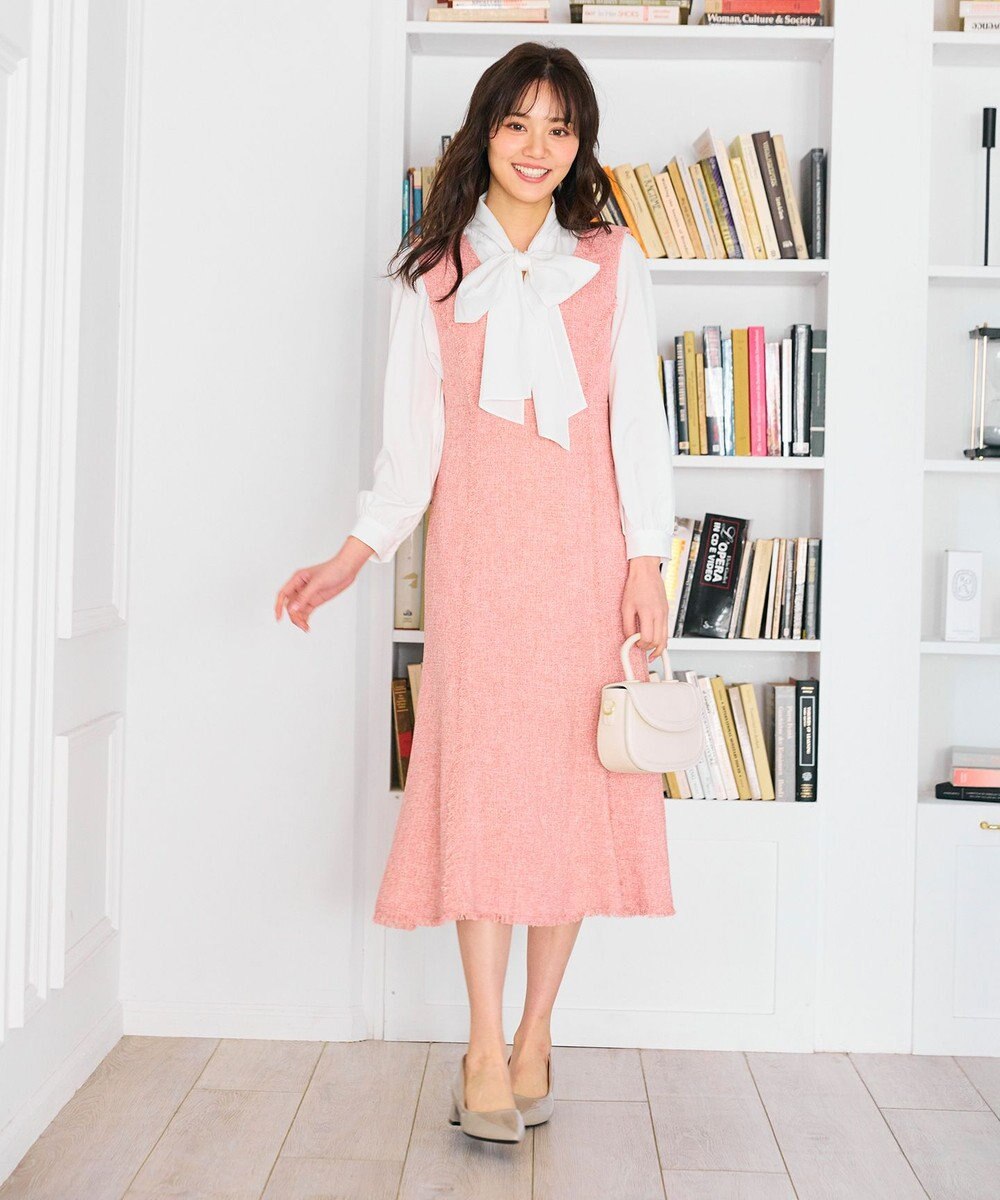 Feroux 【洗える】春ツイード ジャンパースカート 