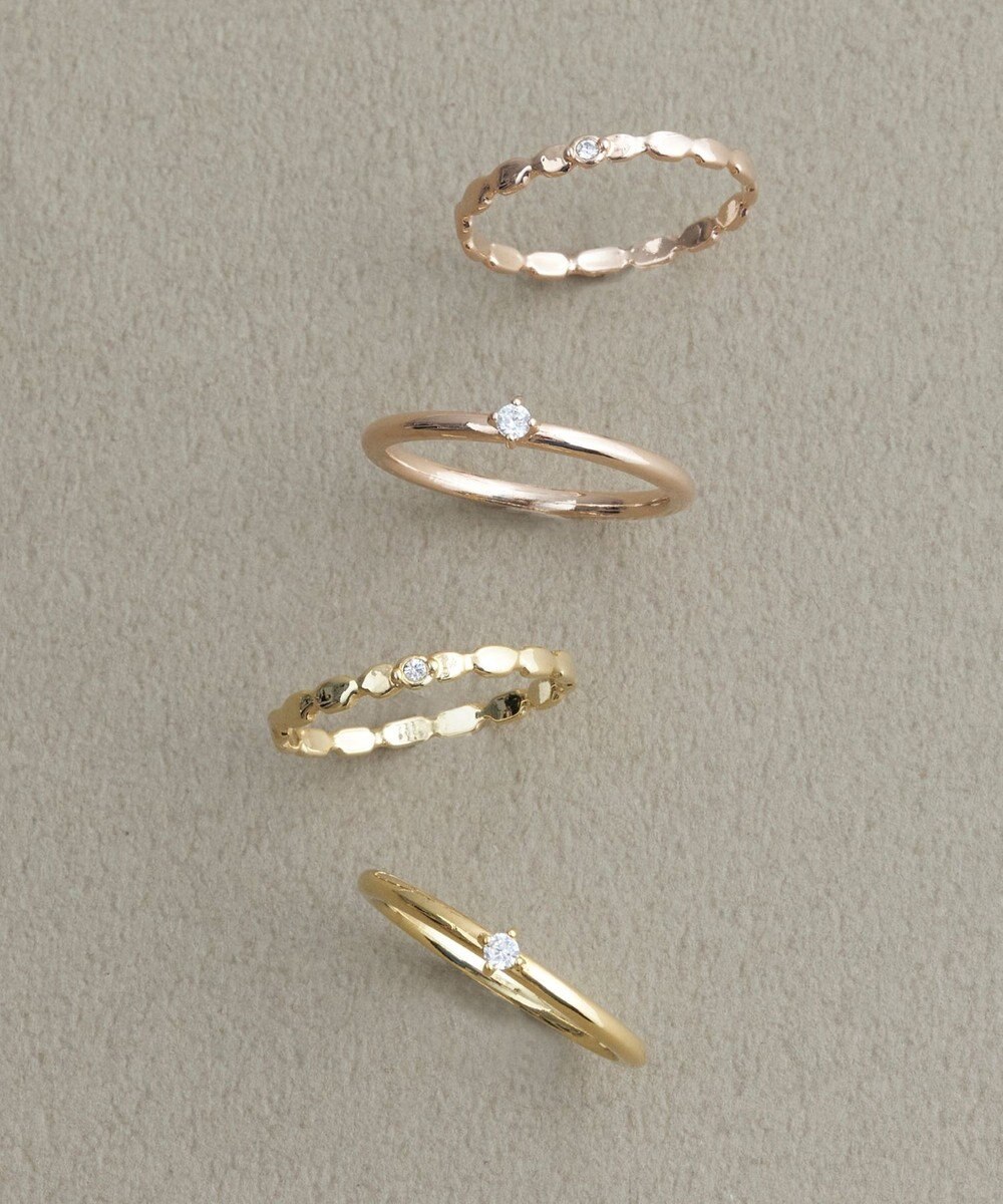 Phoebe 【金属アレルギー対応】2setグレイングリッターリング シャンパンゴールド 