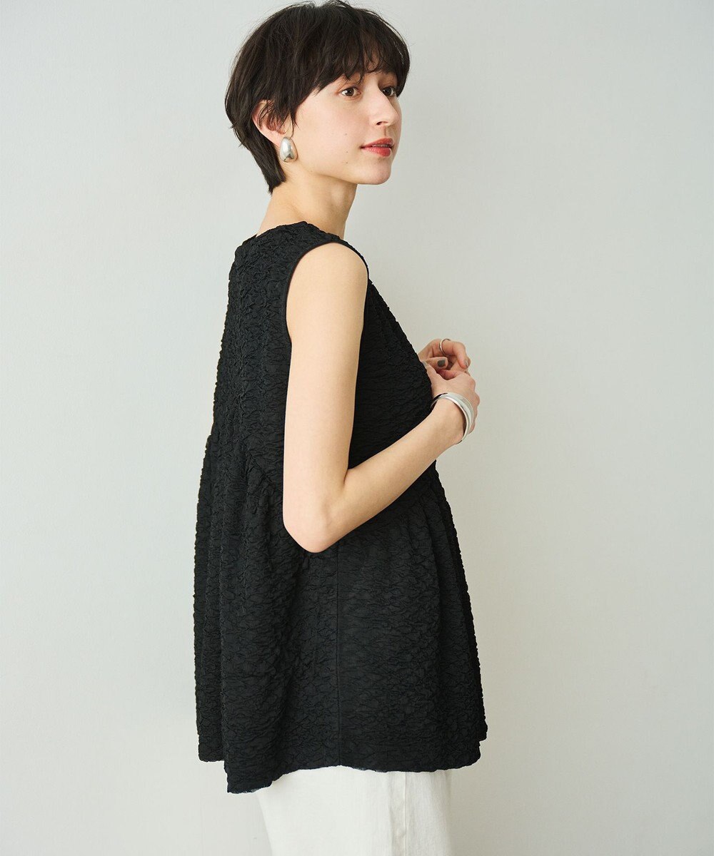 #Newans 【金子綾さんインスタライブご紹介アイテム】（セットアップ可能）ふくれジャガード ペプラムブラウス 