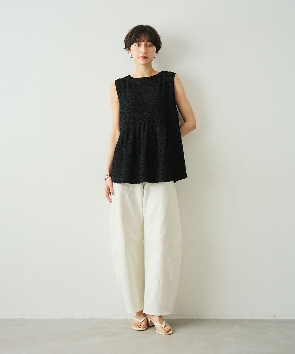 #Newans 【金子綾さんインスタライブご紹介アイテム】（セットアップ可能）ふくれジャガード ペプラムブラウス 