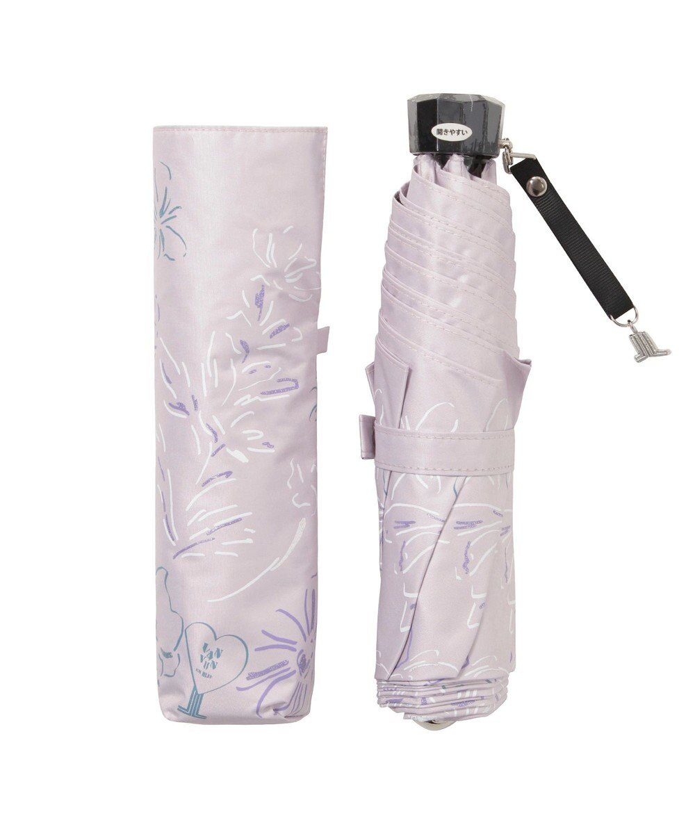 MOONBAT 【遮光率100％/遮熱/UV】LANVIN en Bleu (ランバン オン ブルー)晴雨兼用日傘 ドローイング フラワー 花柄 折りたたみ傘 簡単開閉 