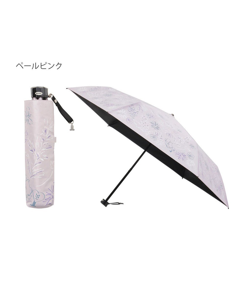 MOONBAT 【遮光率100％/遮熱/UV】LANVIN en Bleu (ランバン オン ブルー)晴雨兼用日傘 ドローイング フラワー 花柄 折りたたみ傘 簡単開閉 