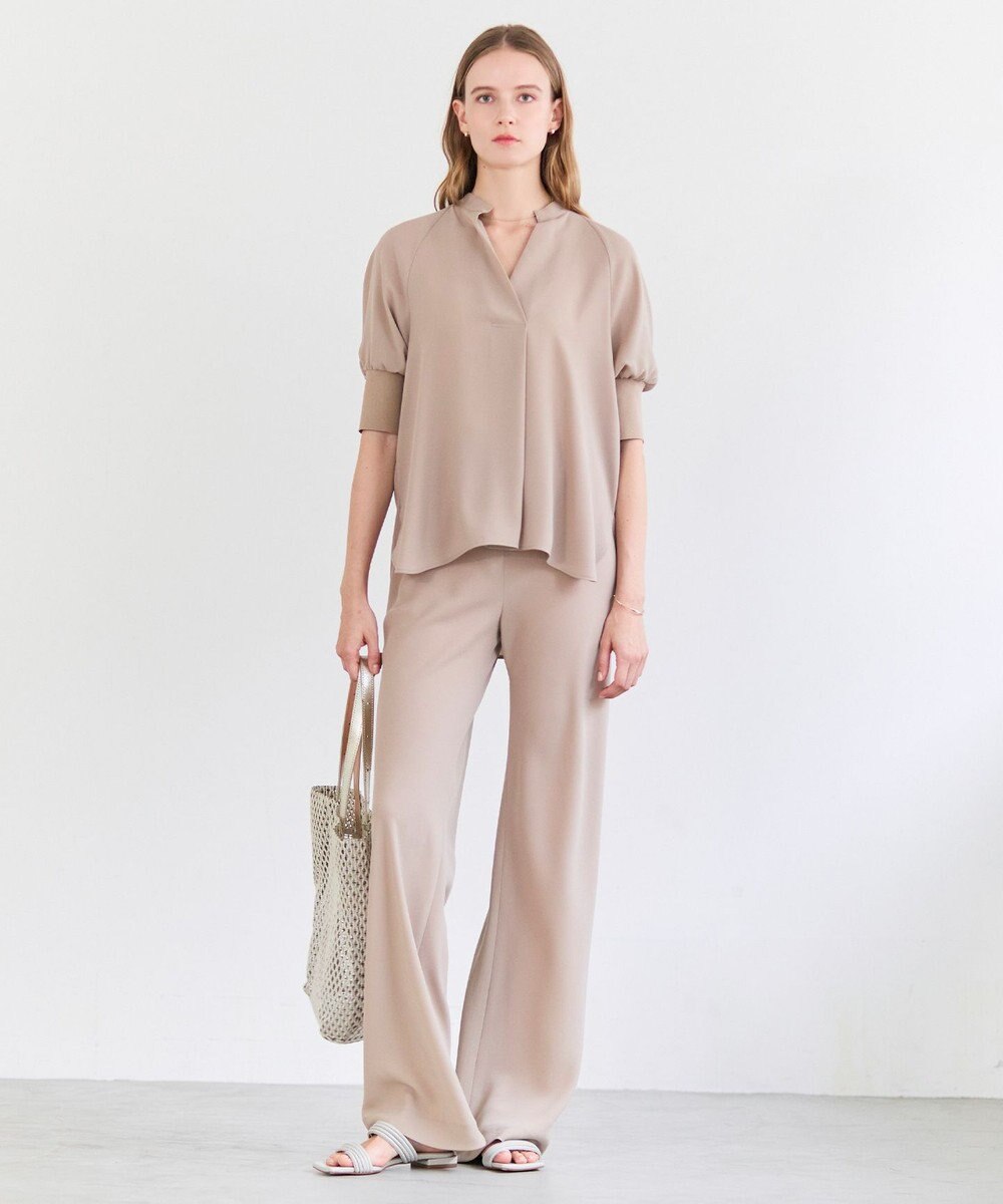 BEIGE， FLEUR / ドレープニット カフスブラウス 