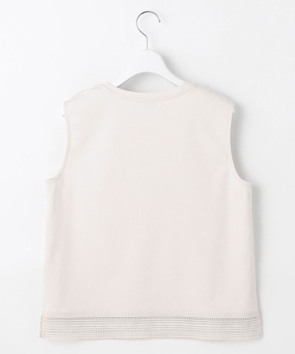 J.PRESS LADIES L 【人気のため追加・洗える】ノースリーブスムースジャージー レース カットソー 