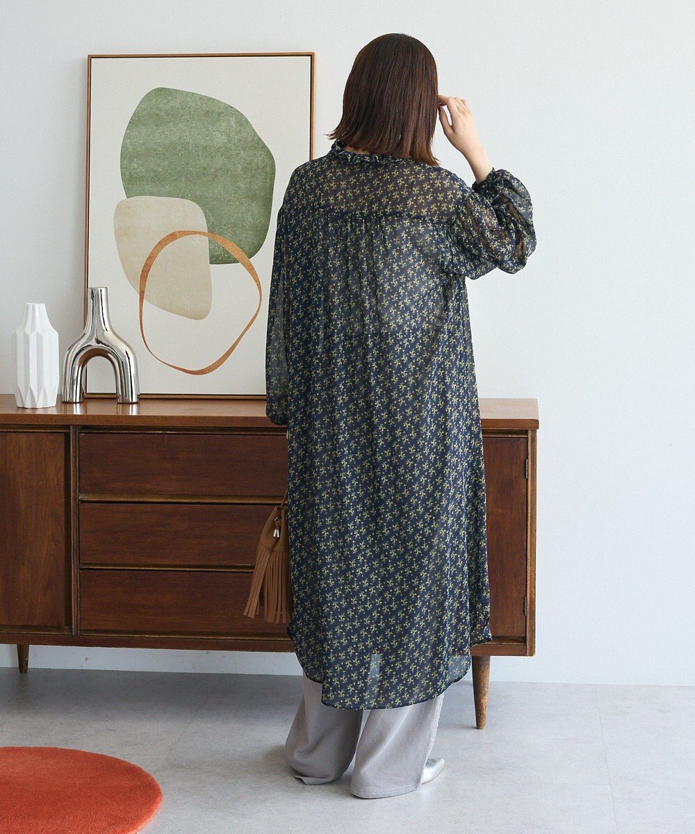 Green Parks 花柄シフォン楊柳ワンピース 