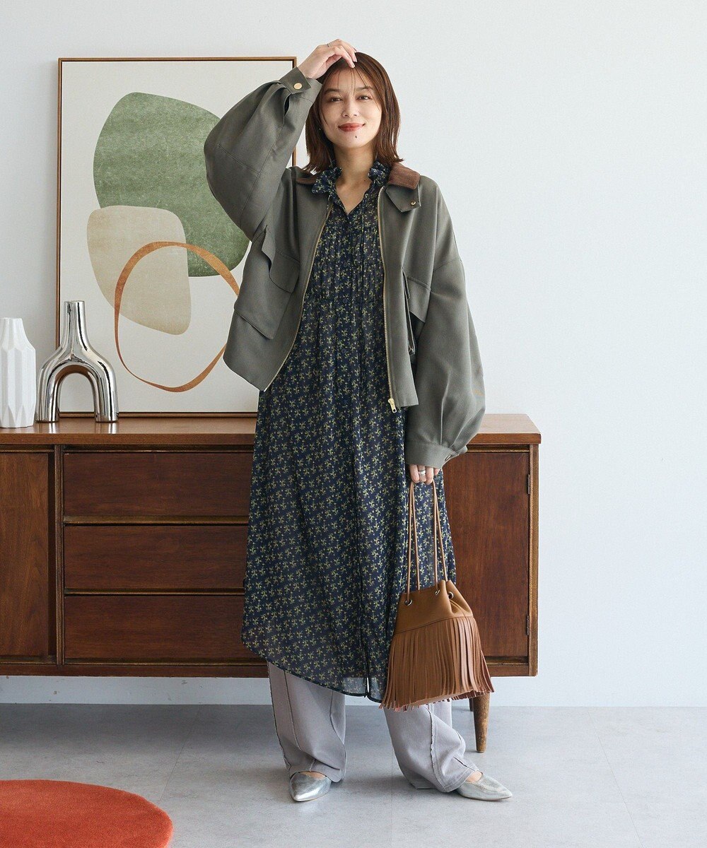 Green Parks 花柄シフォン楊柳ワンピース 