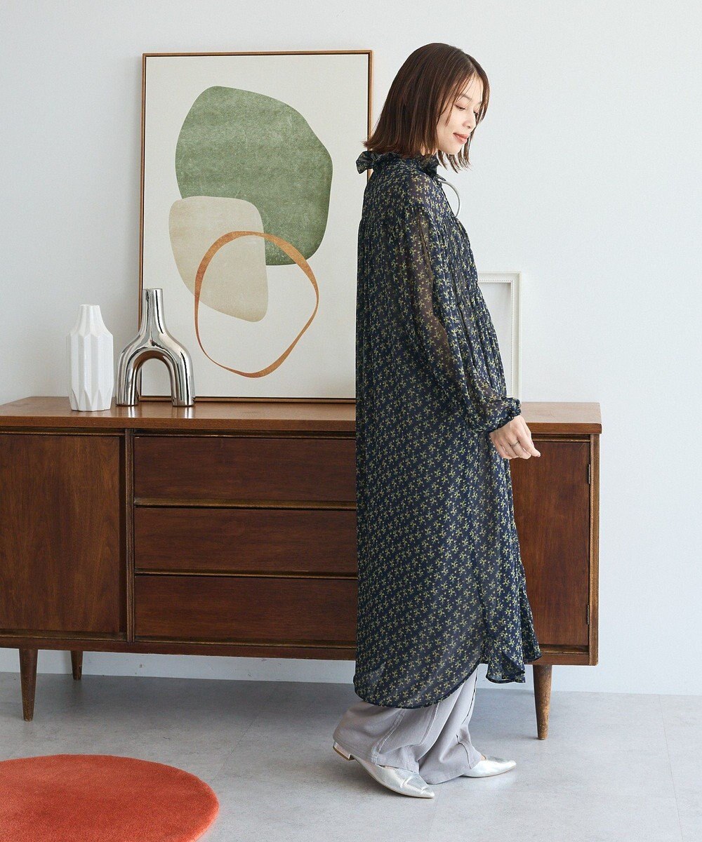 Green Parks 花柄シフォン楊柳ワンピース 