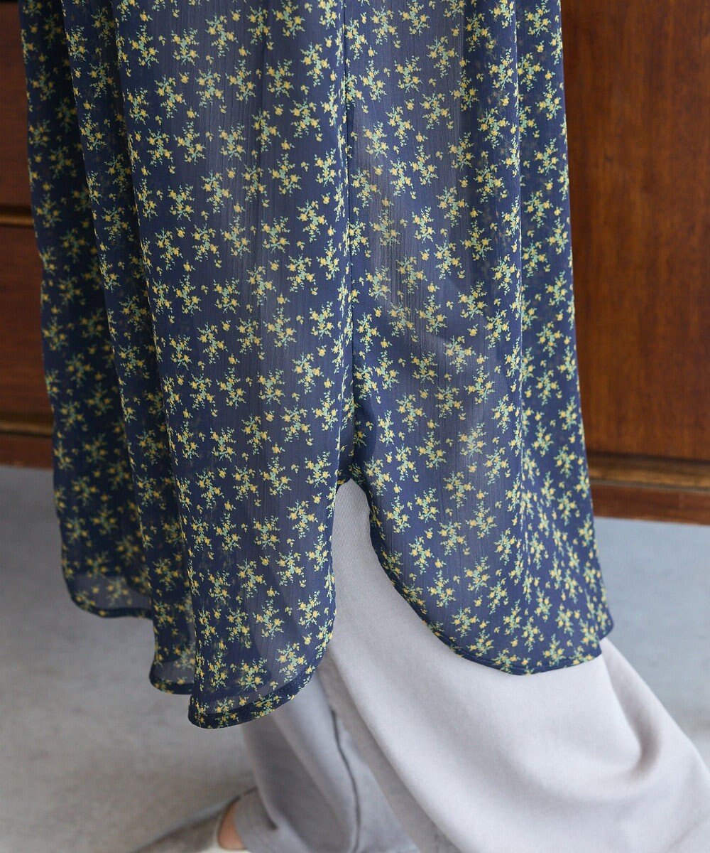 Green Parks 花柄シフォン楊柳ワンピース 