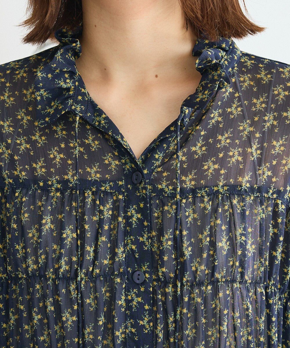 Green Parks 花柄シフォン楊柳ワンピース 