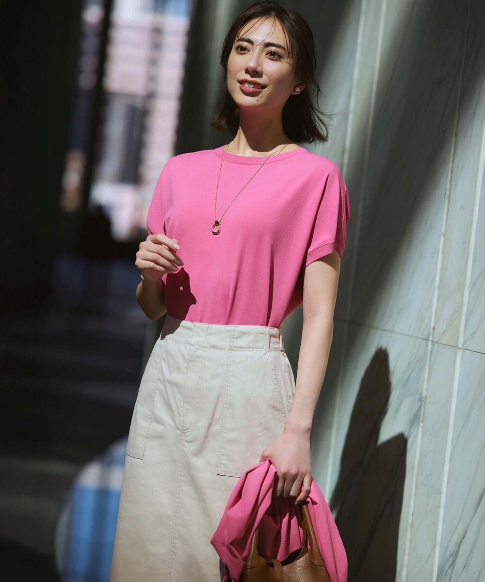 23区 L 【新色追加/見上愛さん着用】レーヨンポリエステルストレッチ プルオーバー ニット 