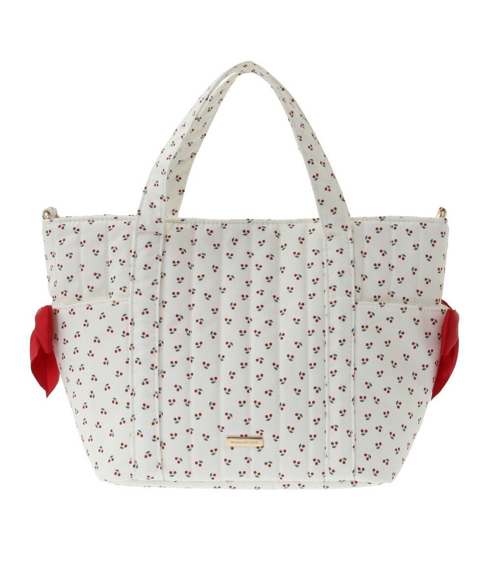 Maison de FLEUR チェリープリント2Wayトートバッグ 