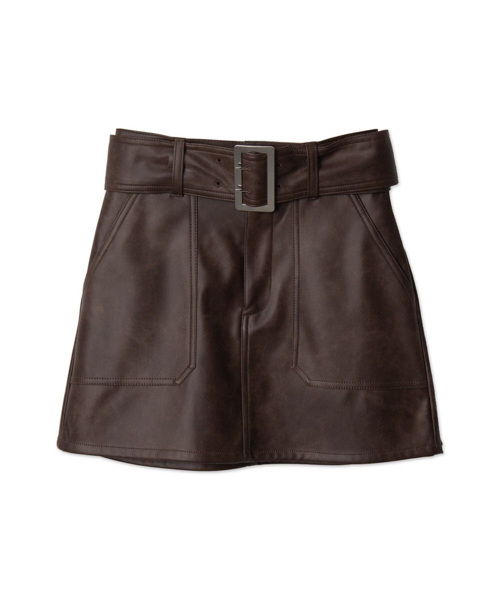 WEGO ベルト付ヴィンテージライクFレザーミニスカート 
