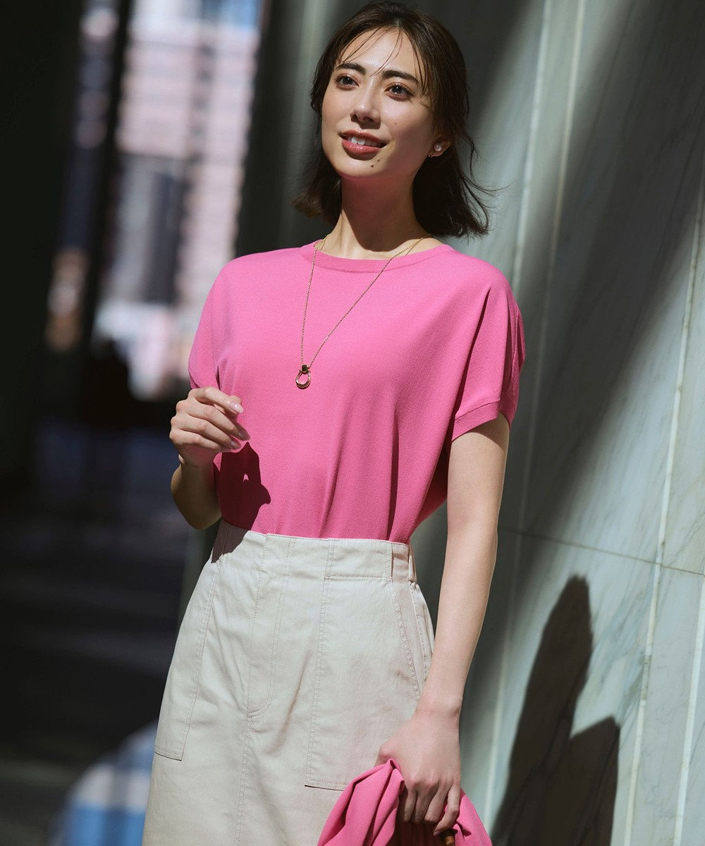 23区 L 【新色追加/見上愛さん着用】レーヨンポリエステルストレッチ プルオーバー ニット 