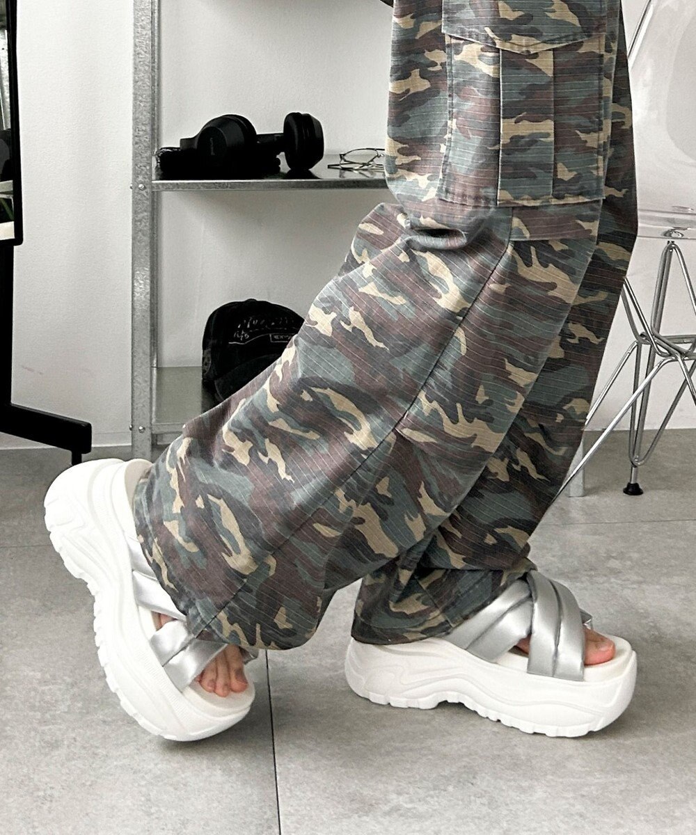 WEGO パテッドクロス厚底サンダル 