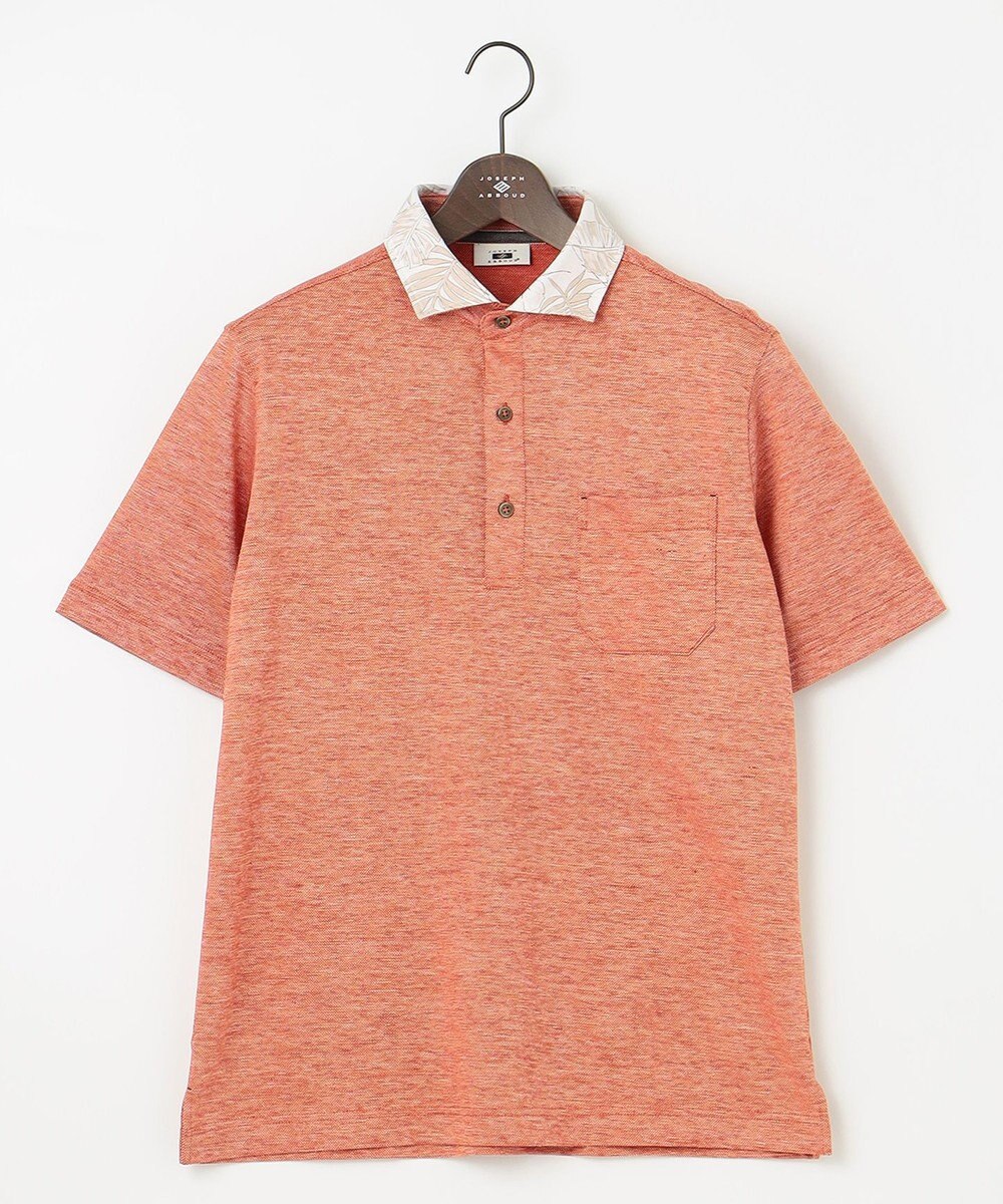 JOSEPH ABBOUD 【吸水速乾】リネンハニカム ポロシャツ(リーフ柄） 