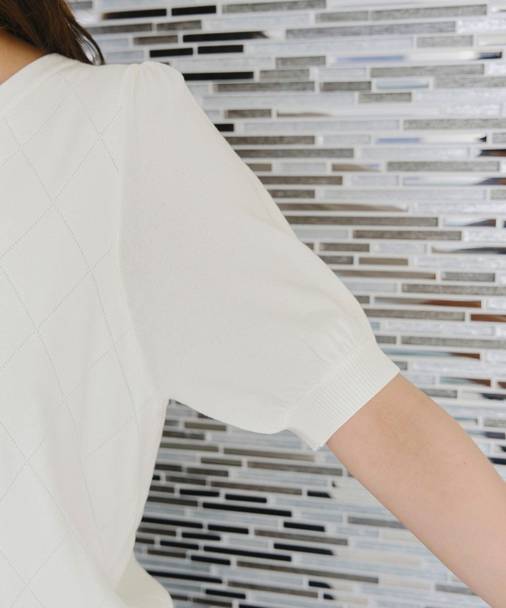 Tiaclasse 【洗える】ダイヤ柄編みサマーニットトップス 