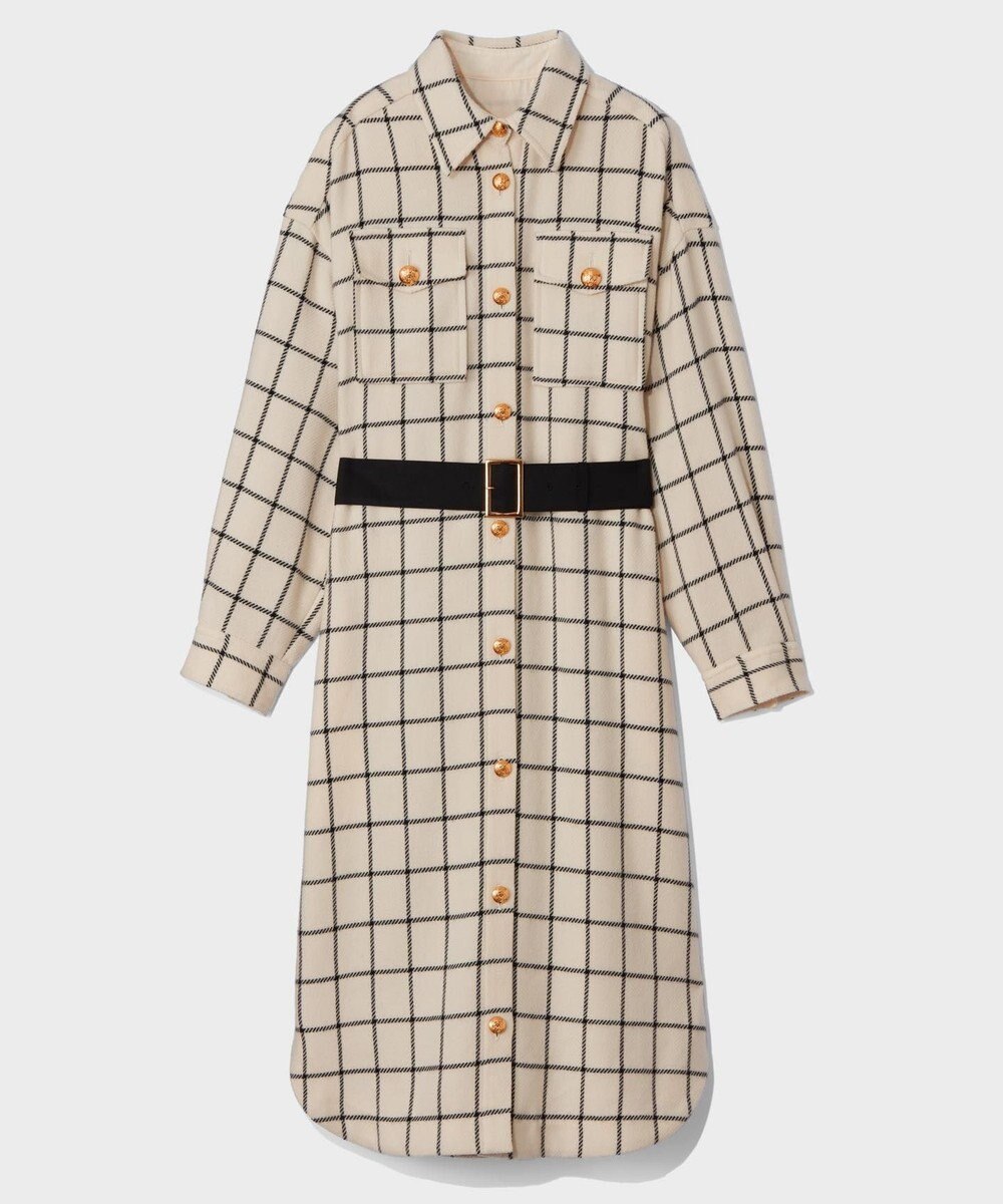 GRACE CONTINENTAL ウールチェックシャツワンピース 