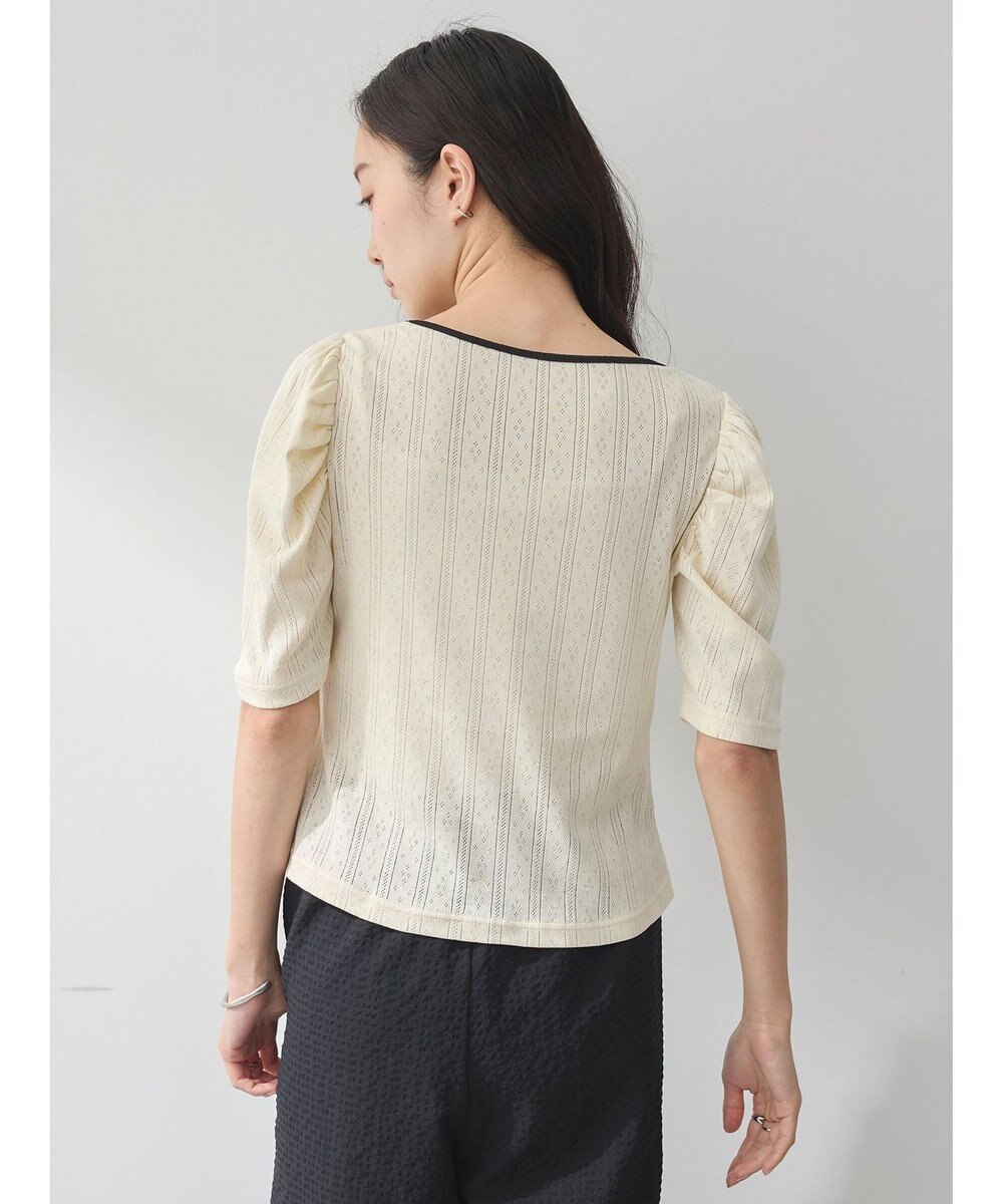 earth music&ecology フロントリボンパフスリーブプルオーバー 