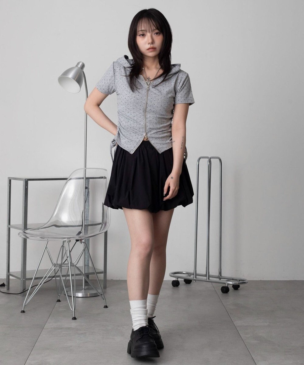 WEGO 半袖ドロストWジップパーカー 