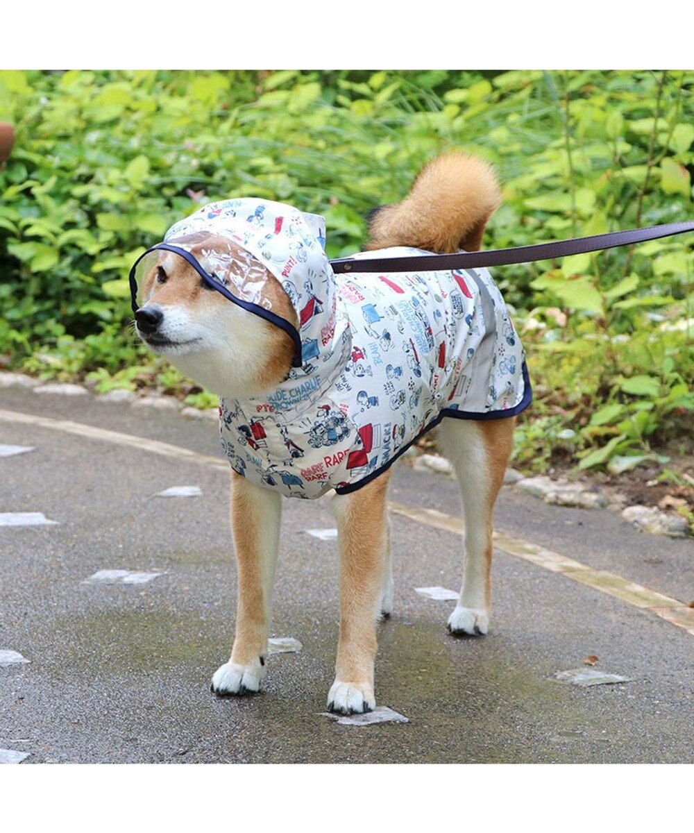 PET PARADISE スヌーピー 簡易レインコート 透明フード付き 《アメリカンビンテージ柄》 中型犬 大型犬 