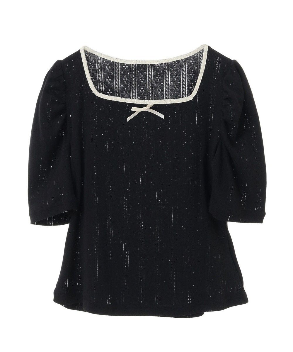 earth music&ecology フロントリボンパフスリーブプルオーバー 