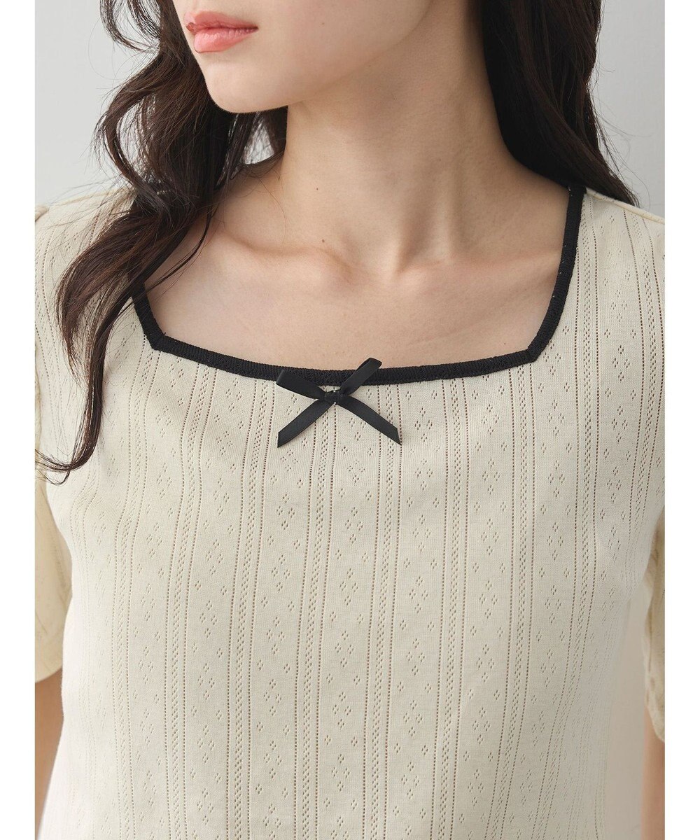 earth music&ecology フロントリボンパフスリーブプルオーバー 