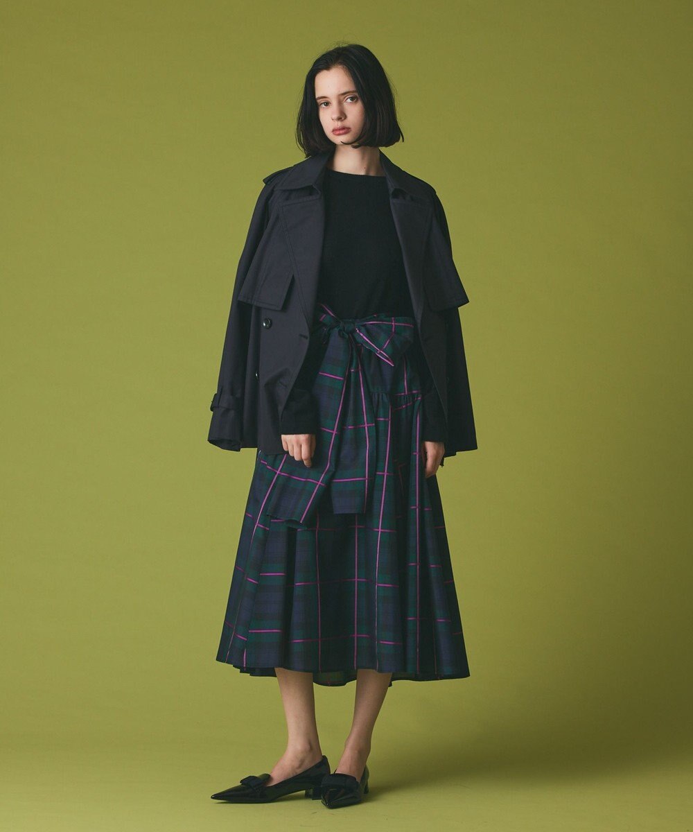 GRACE CONTINENTAL シルクブラックウォッチスカート 