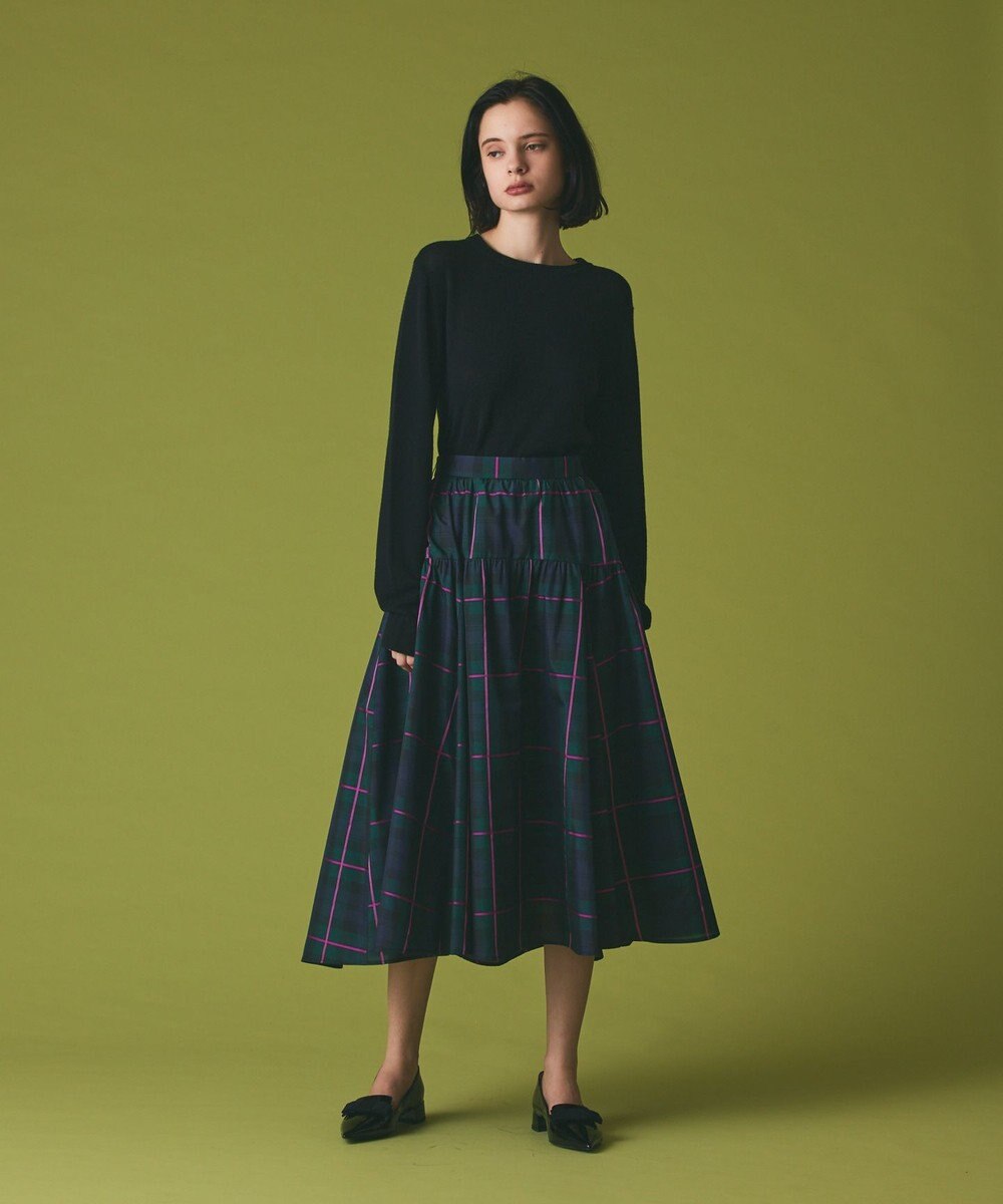 GRACE CONTINENTAL シルクブラックウォッチスカート 