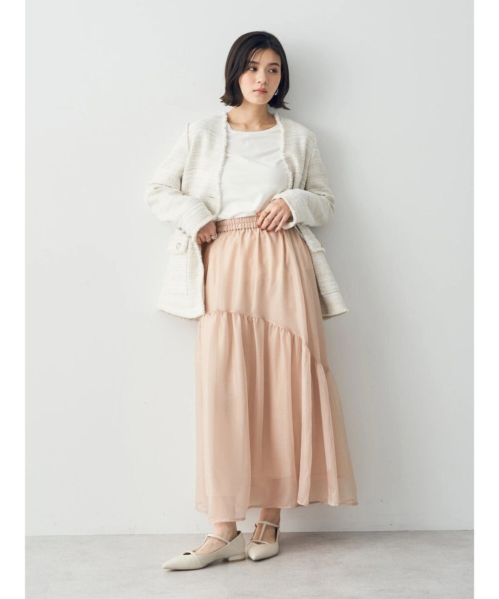 YECCA VECCA 箔プリントシアーギャザースカート 