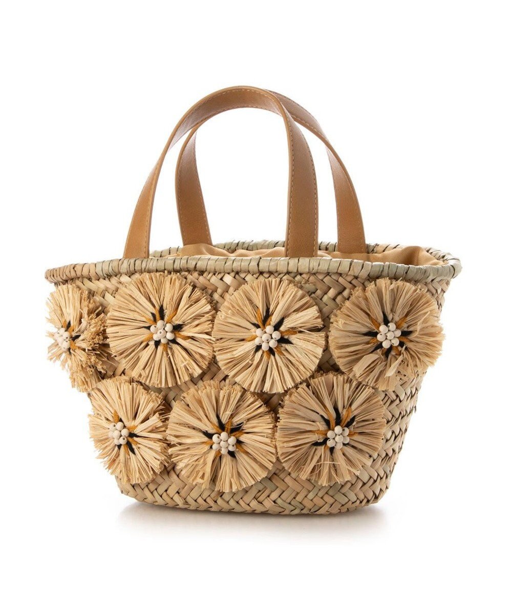 UNBILLION カシュカシュ cachecache / ラフィアフラワー付カゴバッグ 