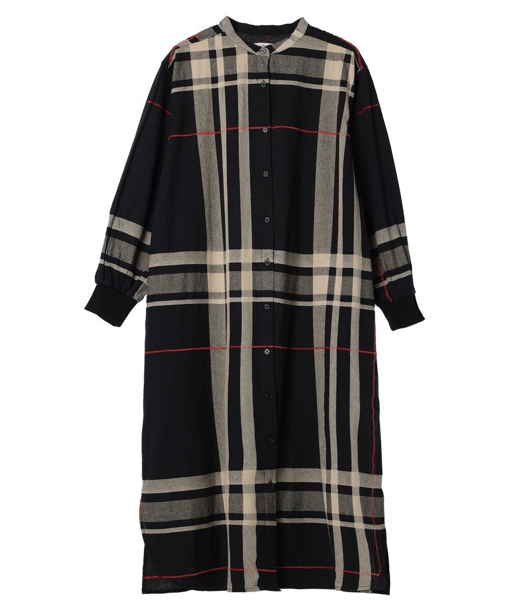 CRAFT STANDARD BOUTIQUE 先染めチェック（大）バンドカラー袖ＲＩＢ　ＯＰ 