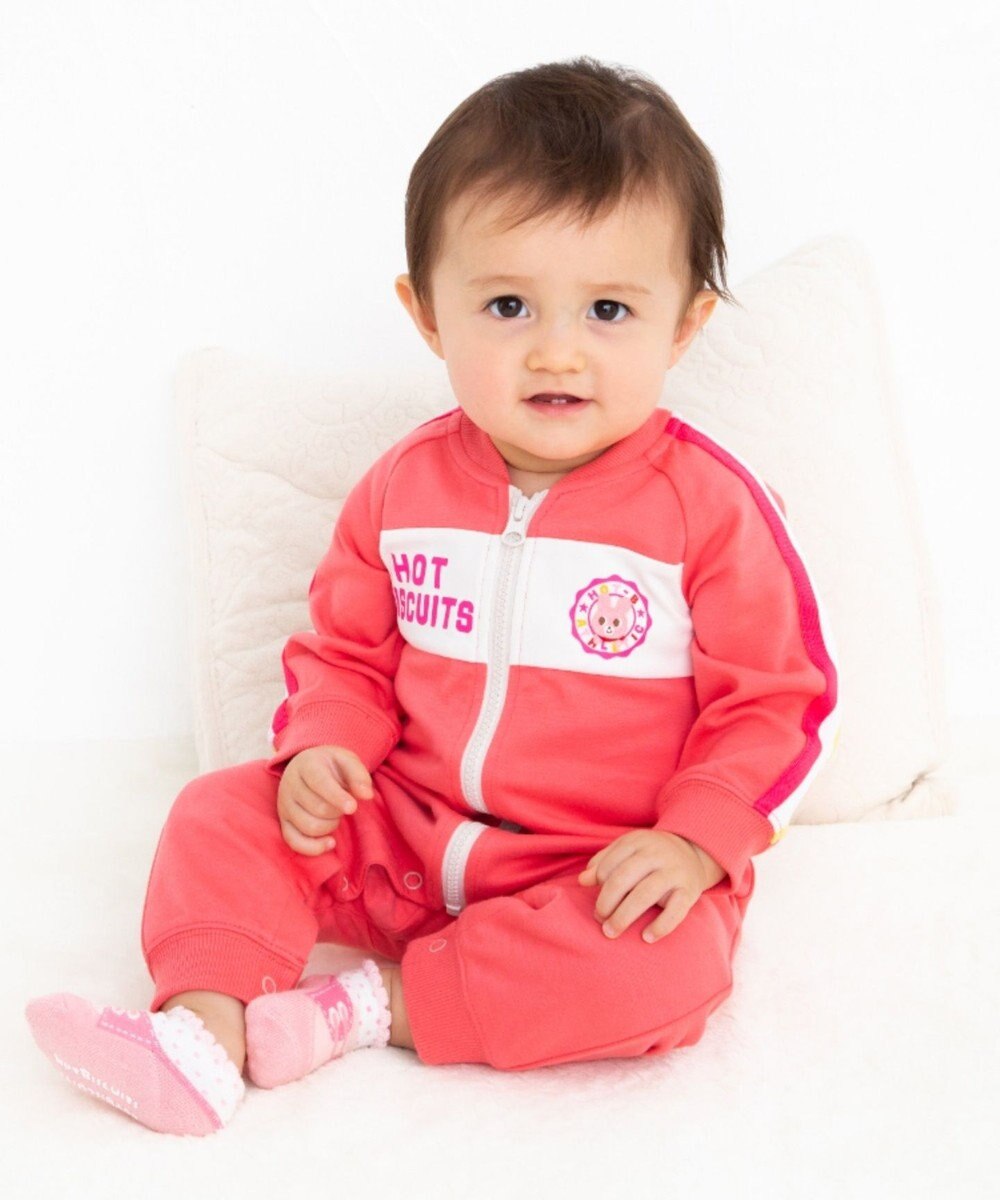 MIKI HOUSE HOT BISCUITS 【70-80cm】 〈ジャージ素材〉スポーティカバーオール 