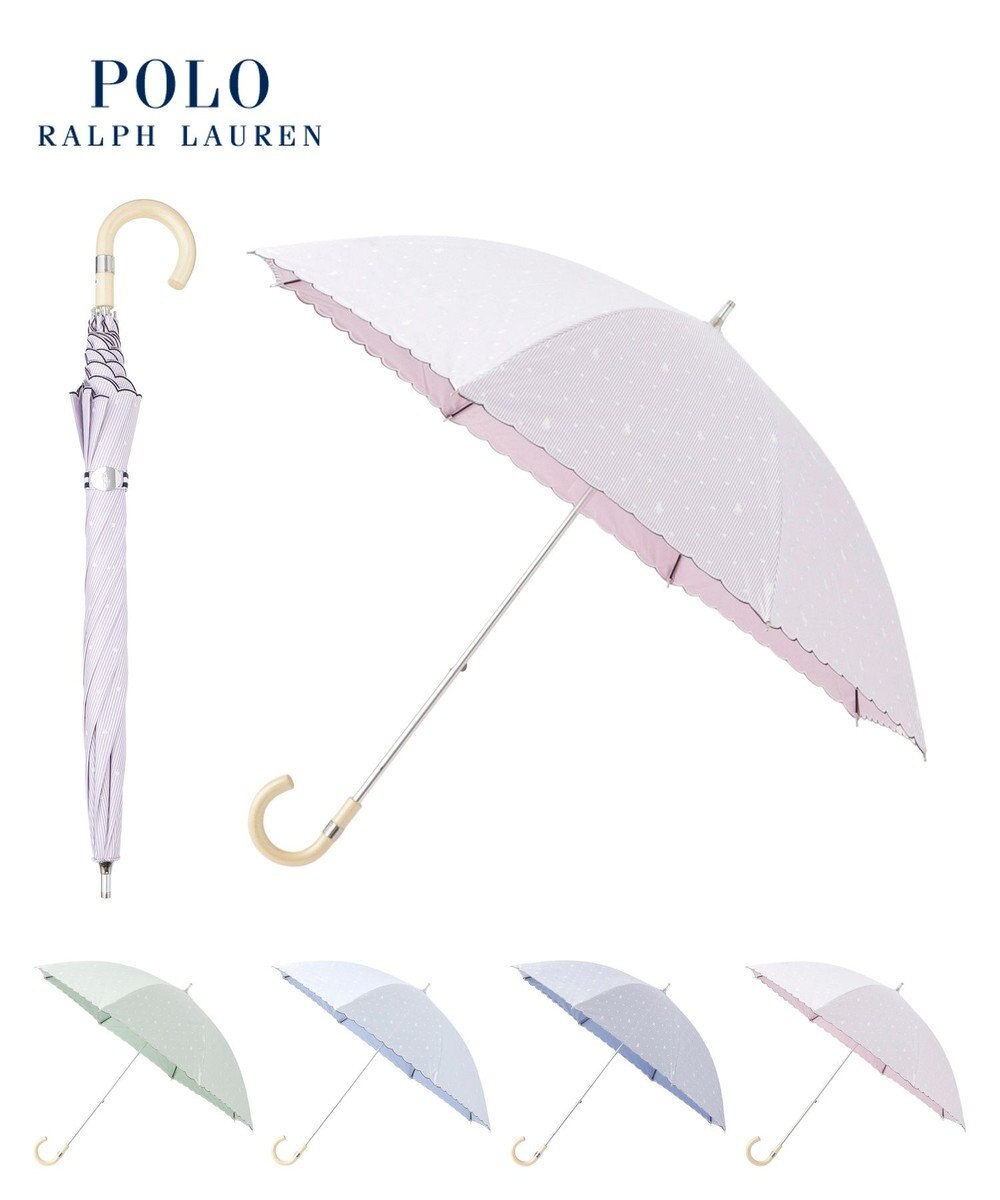 MOONBAT 【軽量】POLO RALPH LAUREN 晴雨兼用日傘 長傘 ストライプドット／遮光 遮熱 UV 