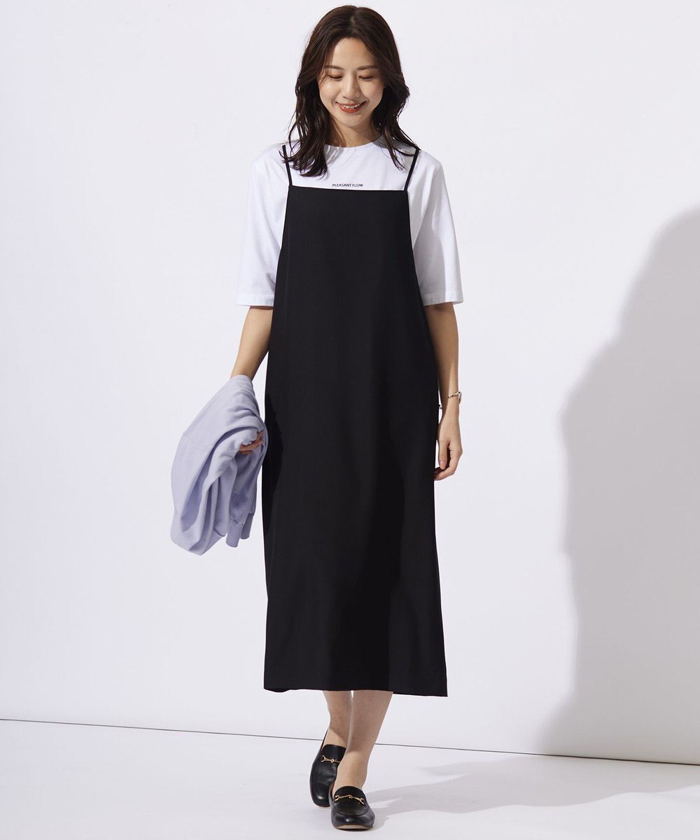 J.PRESS LADIES S 【洗える・UVカット・接触冷感】ストレッチバックサテン キャミワンピース 