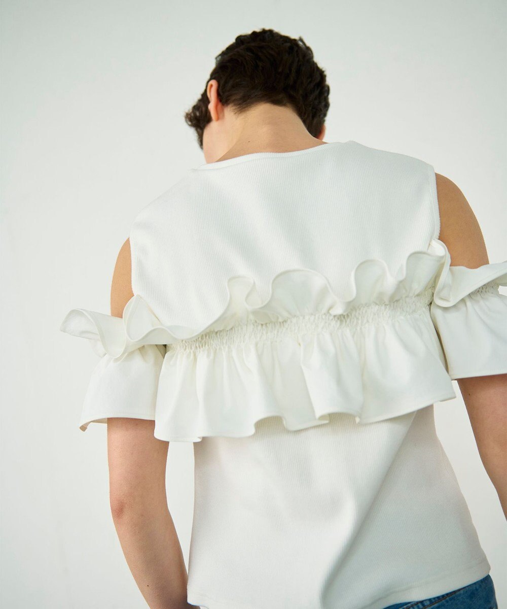 GRACE CONTINENTAL フリルリブカットトップ 