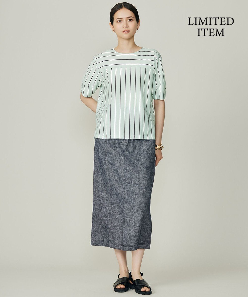 自由区 【WEB限定・洗える】ストライプハイゲージジャージー カットソー 