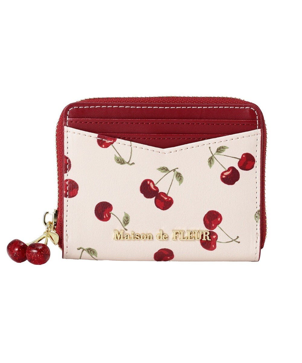 Maison de FLEUR リーフ付きチェリーカードケース 