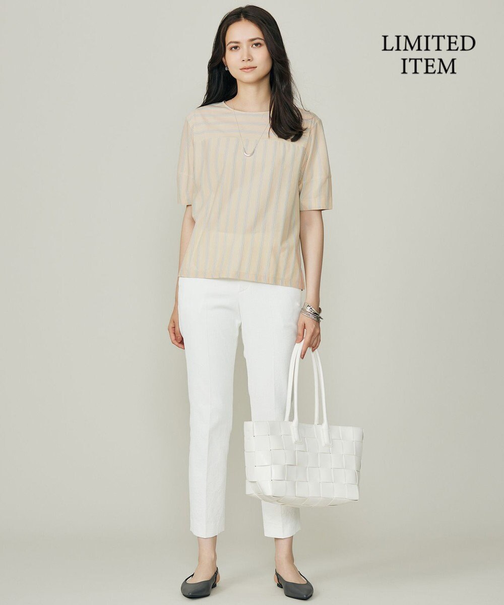 自由区 S 【WEB限定・洗える】ストライプハイゲージジャージー カットソー 