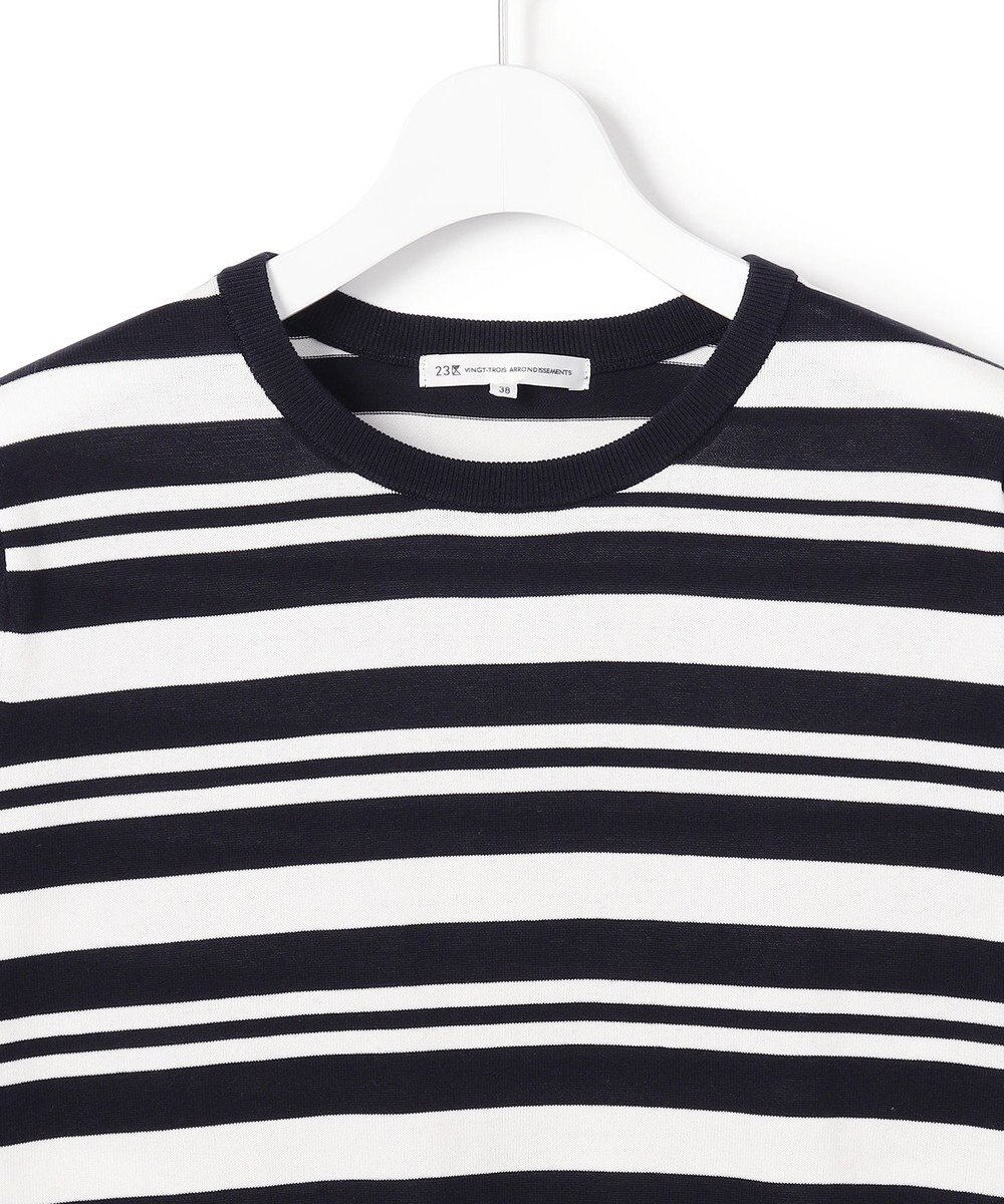 23区 L 【先行予約】プレミアムビオコットン クルーネック ボーダー ニット 