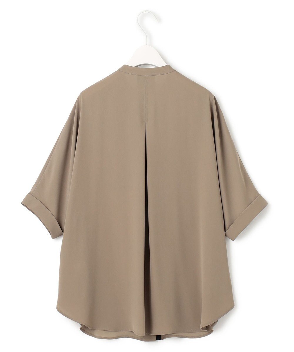 ICB 【接触冷感・UVケア・速乾】BackSatinAmunzen 5分袖バンドカラーブラウス 