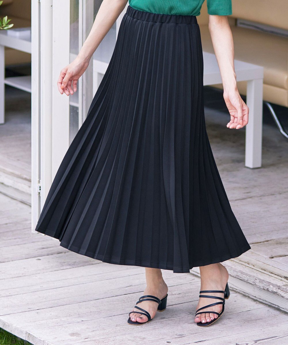 Tiaclasse 【ウエストゴム・洗える】カットソーアコーディオンプリーツスカート 