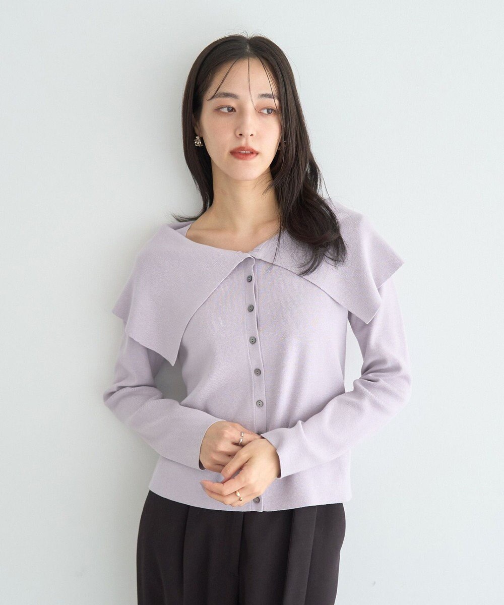 YECCA VECCA 2wayオフショルカラーカーディガン 