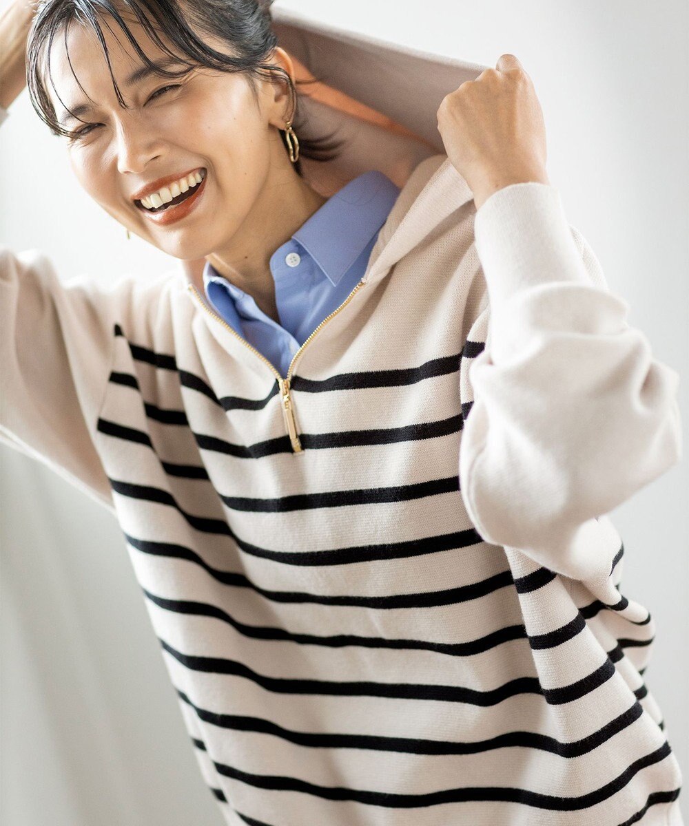 ANY 【洗濯機可】しあわせタッチハーフジップフーディー 