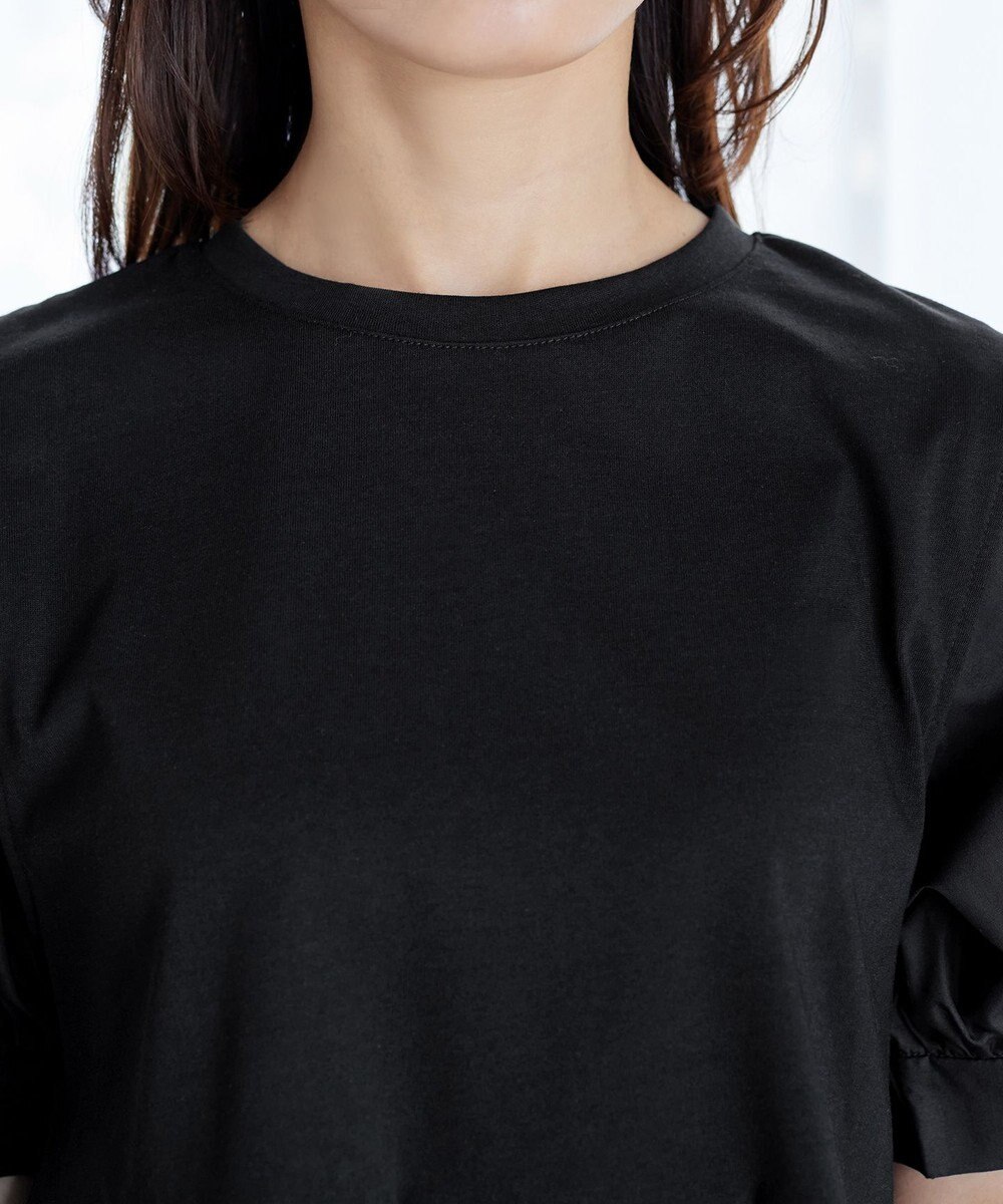 Tiaclasse L 【洗える】パール付きカットソードッキングブラウス 