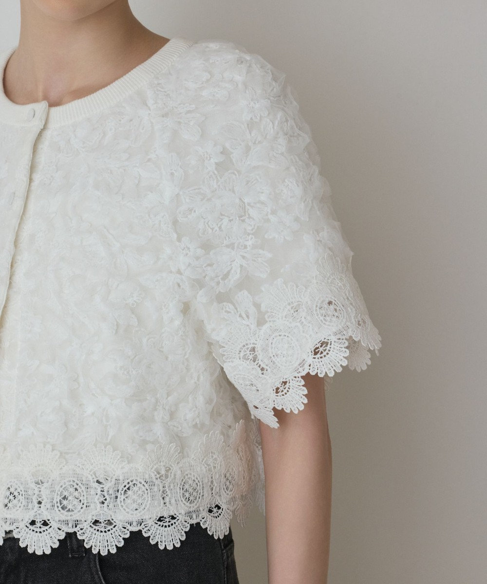 GRACE CONTINENTAL フラワー刺繍ニットカーディガン 