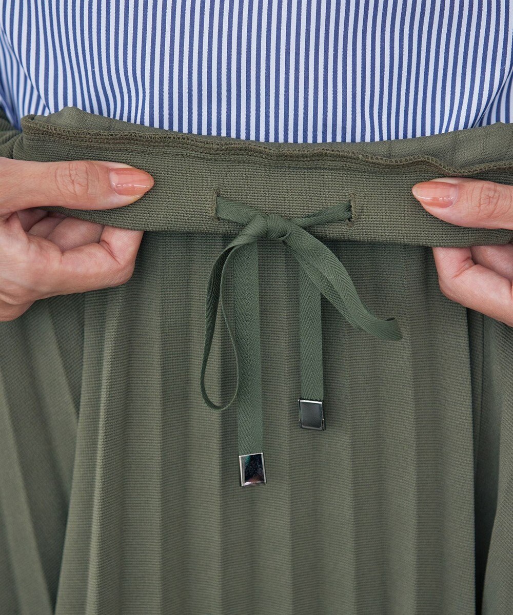 Tiaclasse 【ウエストゴム・洗える】カットソーアコーディオンプリーツスカート 