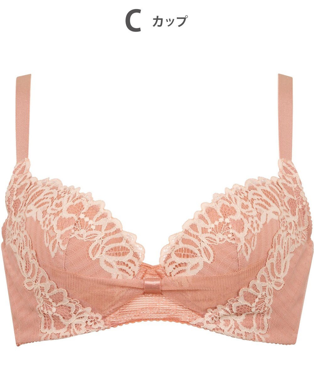 WACOAL 【リボンブラ 脇すっきり】 ブラジャー 脇高設計 着やせシルエット 谷間をメイクしてキープ Gカップまで対応 大きいサイズ レディース BRB433 /ワコール 