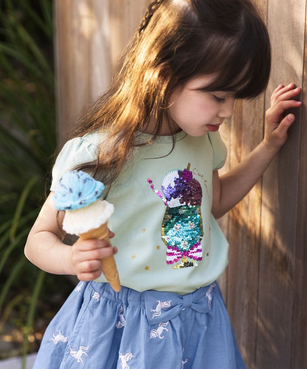 ANY KIDS 接触冷感スパンコールTシャツ 