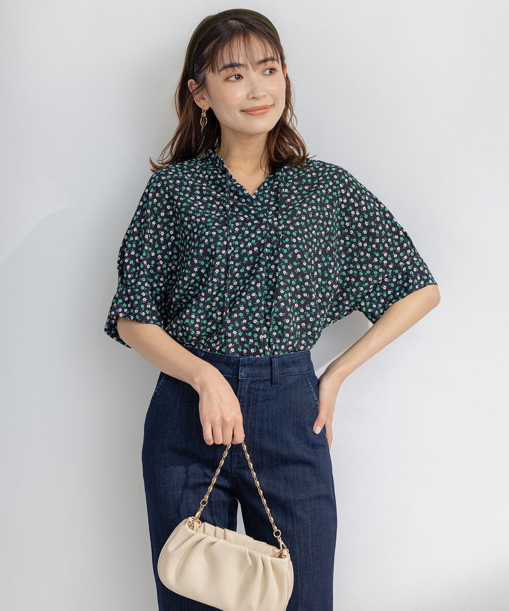 組曲 【洗える】プティフラワージョーゼットシフォン ブラウス 