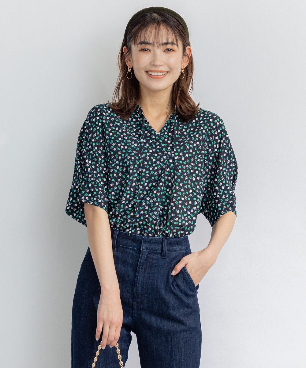 組曲 【洗える】プティフラワージョーゼットシフォン ブラウス 